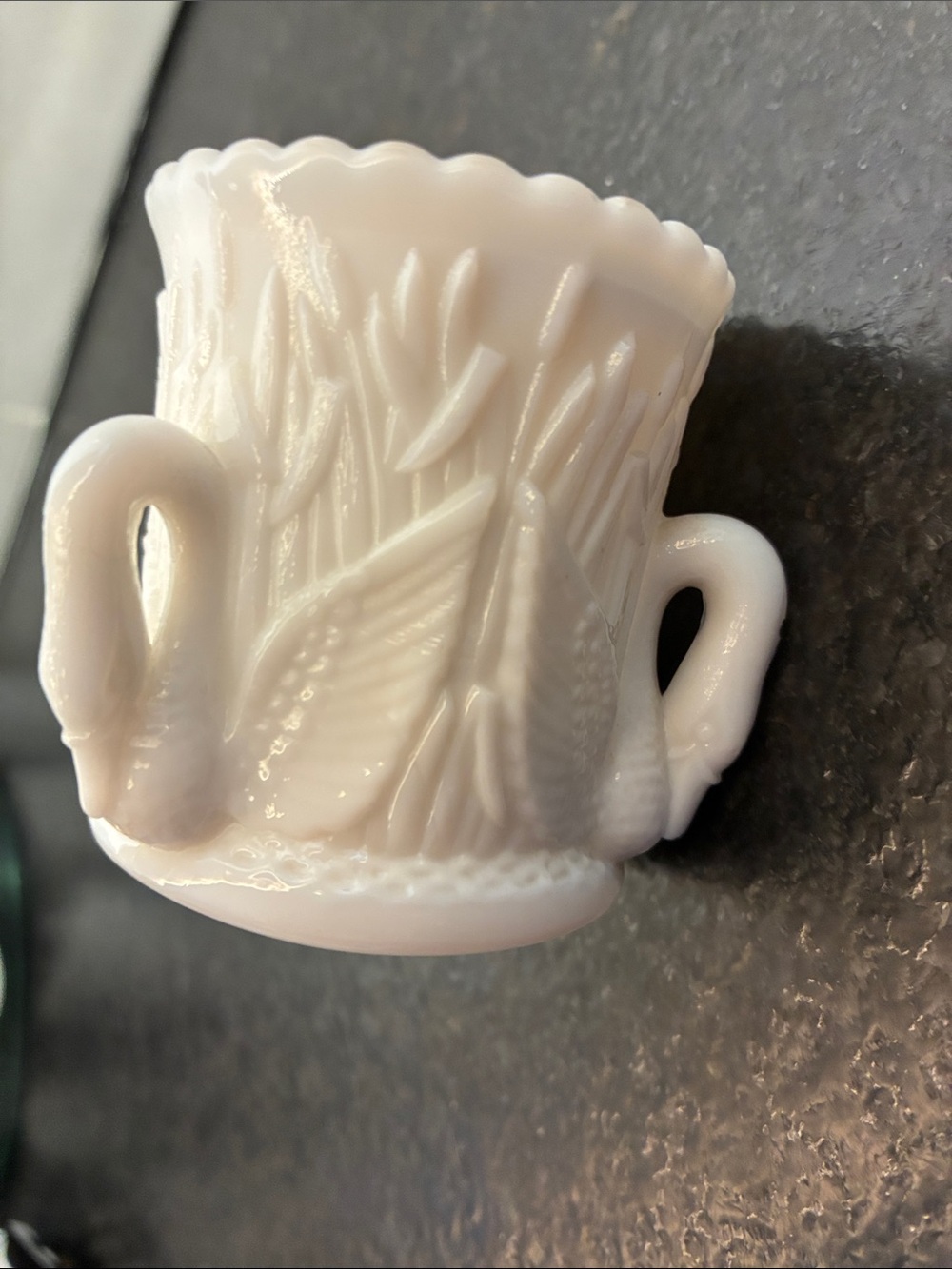 Vintage Westmoreland Milk Glass Swan and Cattails Toothpick Holder - Picture 7 of 7